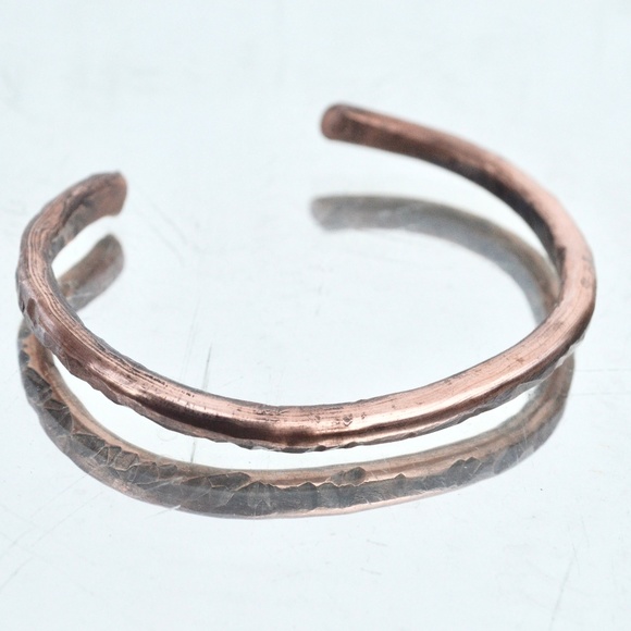 Heavy Gauge Solid Copper Cuff Bracelet Rustic Boho - Picture 5 of 8